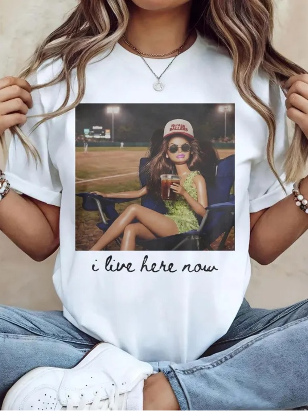 I Live Here Now NEW sports white short sleeve shirt